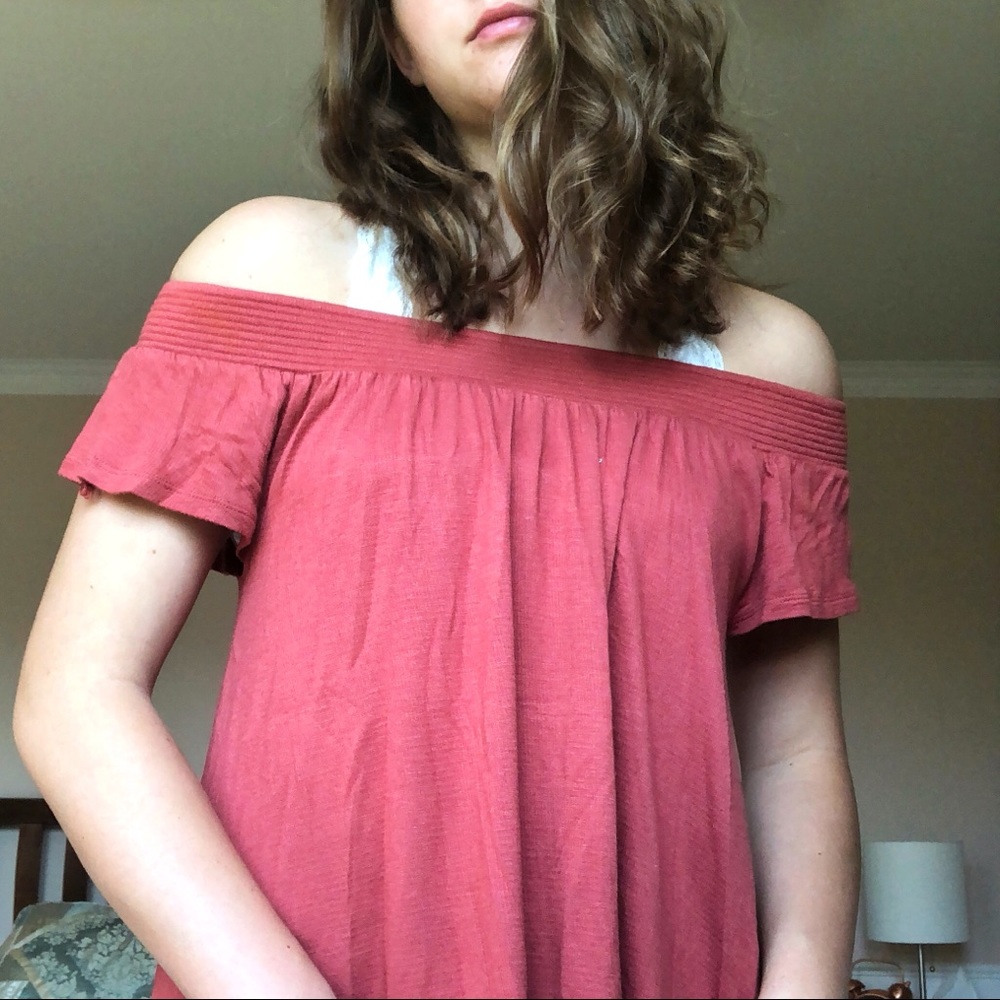 off the shoulder, short sleeve top